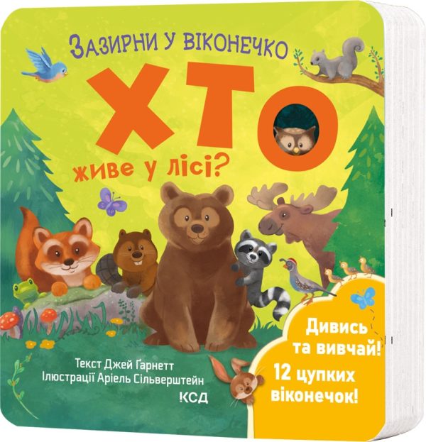 Книга “Хто живе у лісі? Зазирни у віконечко” – Ґарнетт Д. (Тверда обкладинка, українською мовою)